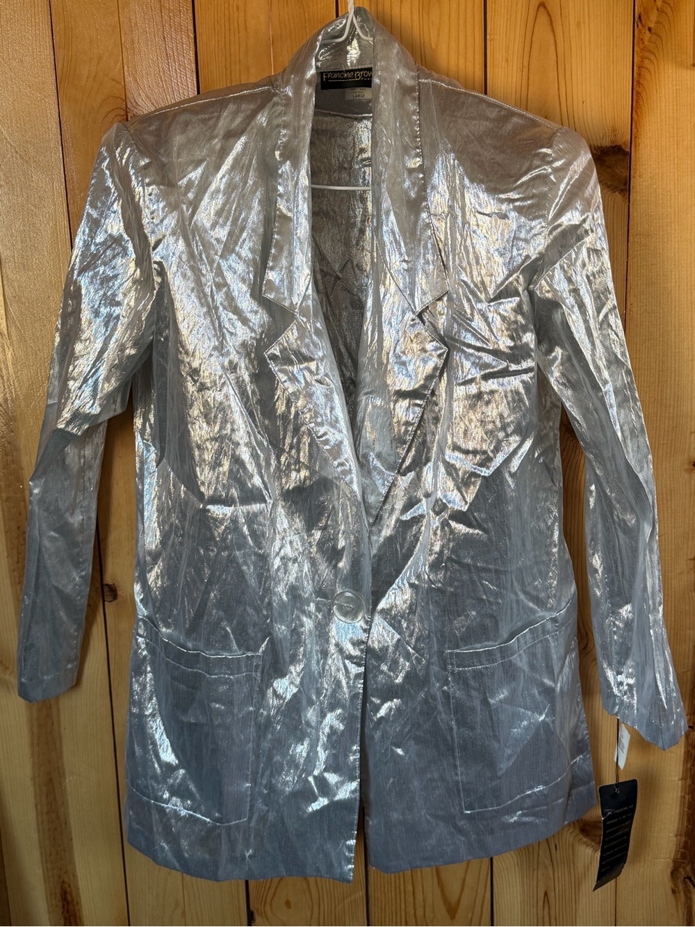 Francine Browner Rumours Women’s Silver Button Blazer Collared Pockets L